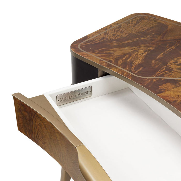 AICO Malibu Crest Vanity Desk in Crotch Mahogany