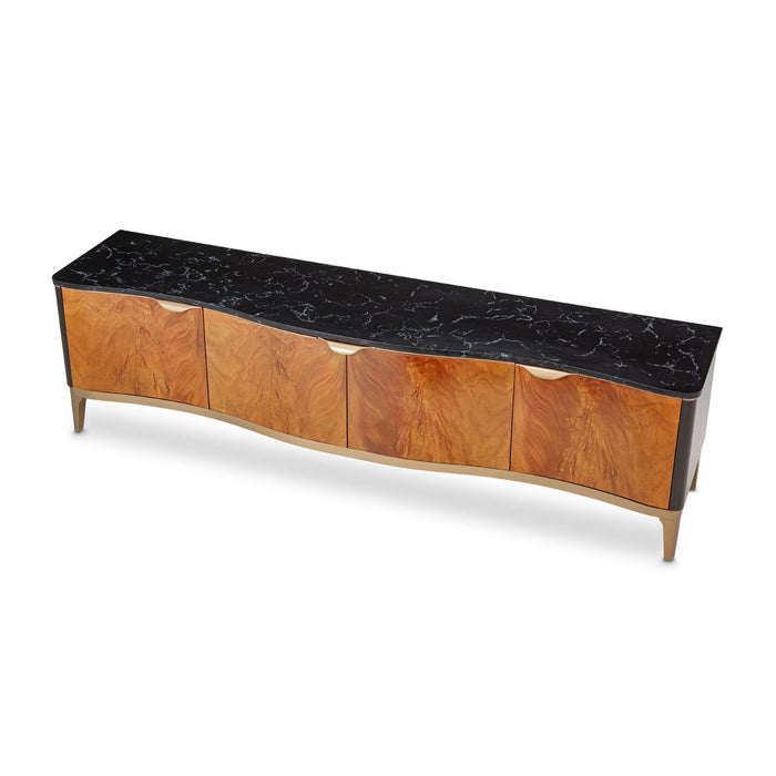 AICO Malibu Crest TV Console in Crotch Mahogany
