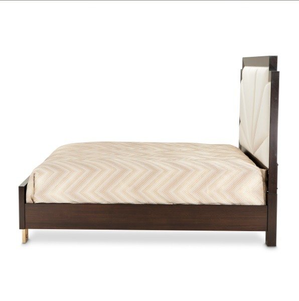 AICO Belmont Place Queen Panel Upholstered Bed in Espresso