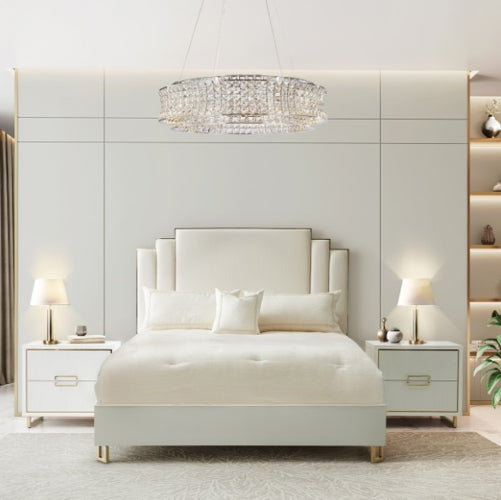 AICO Furniture Palm Gate King Platform Bed in Cloud White