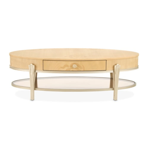 AICO Furniture Camellia Field Oval Cocktail Table in Caramel