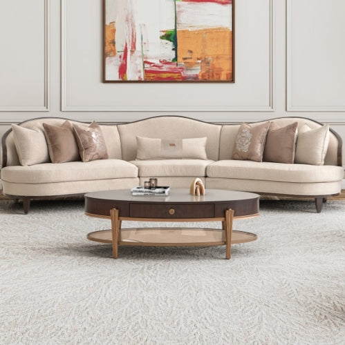 AICO Furniture Camellia Field Armless Chair Linen in Warm Pecan