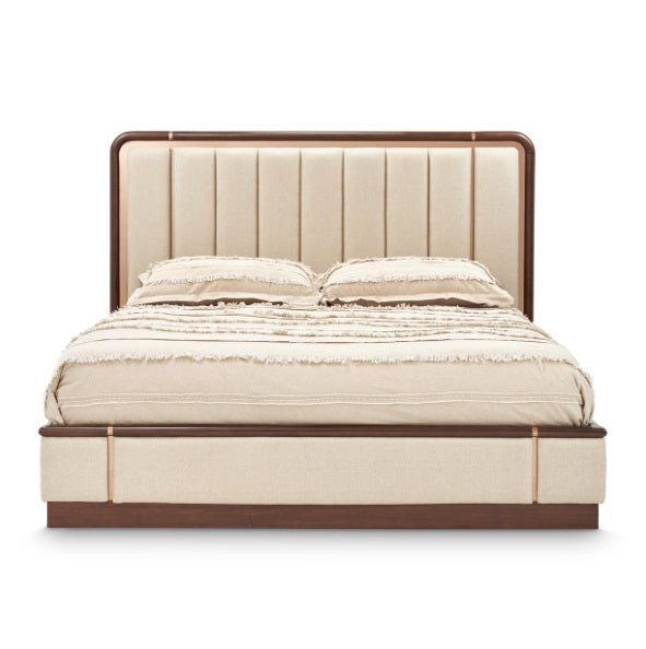 AICO Furniture Mason Park King Channel Tufted Bed in Umber