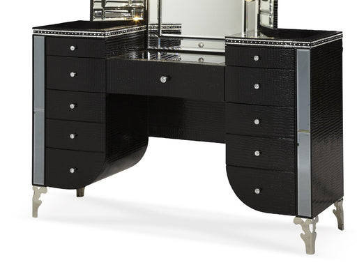 Hollywood Swank Upholstered Vanity in Black Iguana image