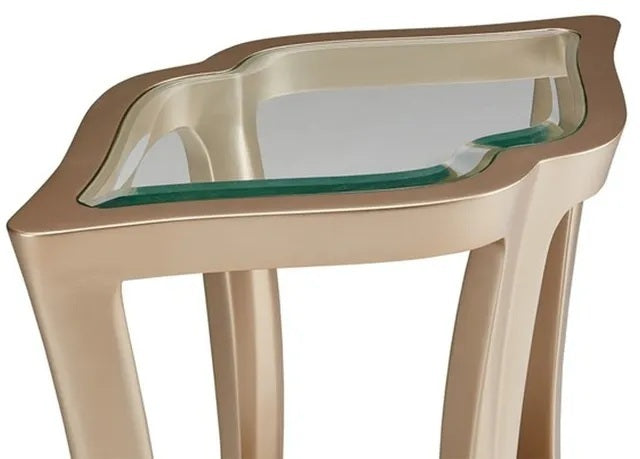 AICO Malibu Crest End Table w/Glass in Chardonnay