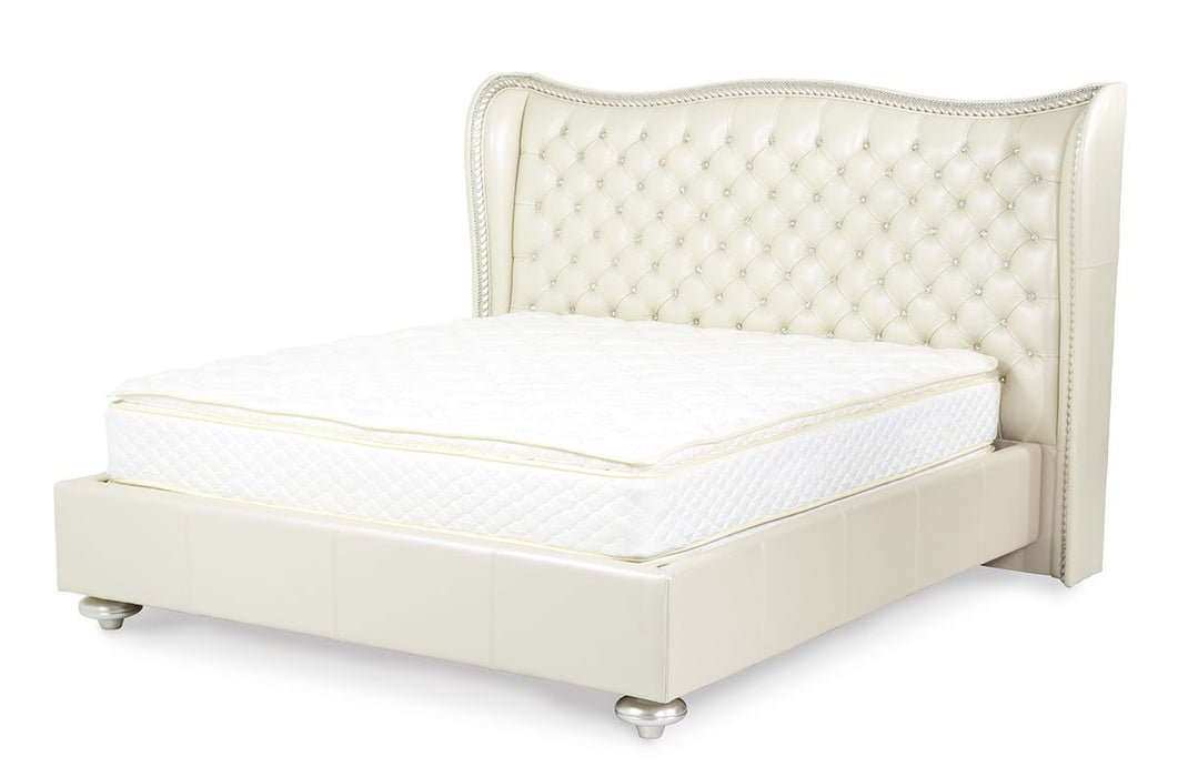 AICO Hollywood Swank Cal King Upholstered Platform Bed in Pearl image