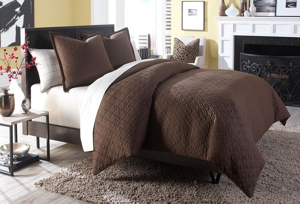 AICO Leigh 3-pc King Coverlet/Duvet Set in Cocoa