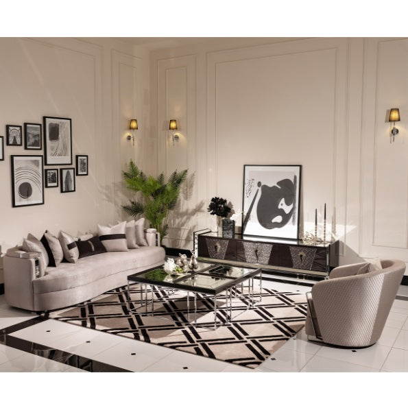 AICO Furniture Carmela Cocktail Table in Glossy Charcoal Sand