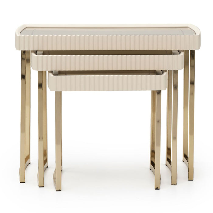 AICO Lisbon Nesting Tables in Silken Matte Cream