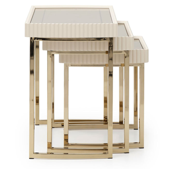 AICO Lisbon Nesting Tables in Silken Matte Cream
