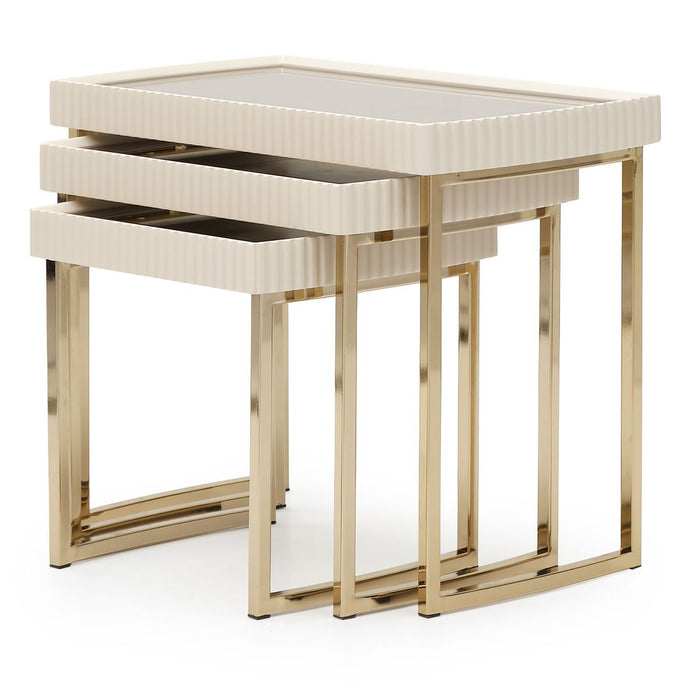 AICO Lisbon Nesting Tables in Silken Matte Cream