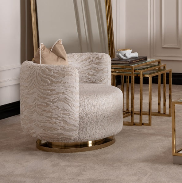 AICO Furniture Savannah Breeze Swivel Chair Cashmere in Bright Gold