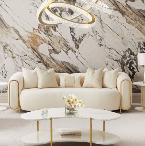AICO Furniture Sassani Sofa Crepe in Gold