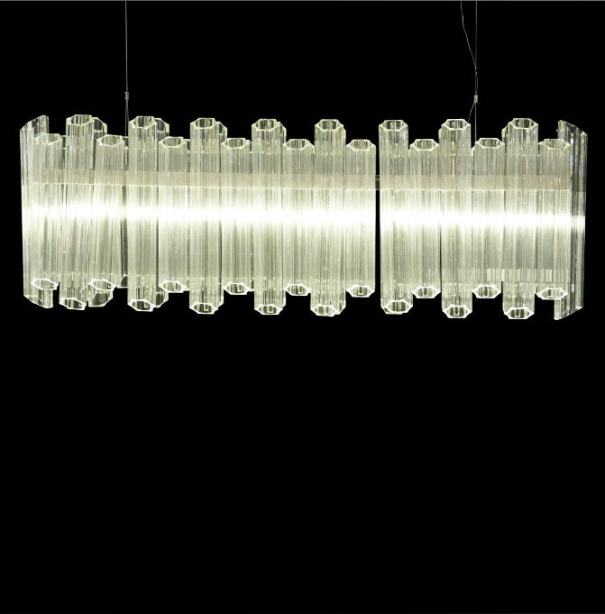AICO Furniture Lighting Octavious Rectangular 6 Light Chandelier in Clear image