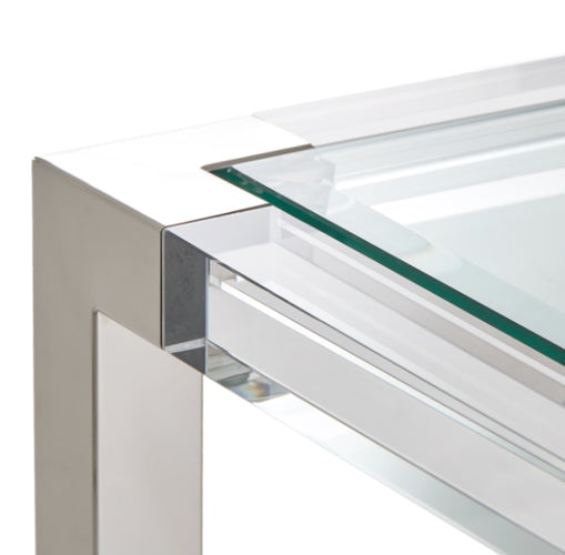 AICO Furniture State St. Square End Table in Stainless Steel