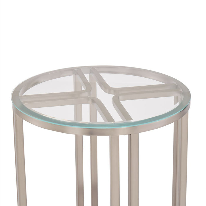 AICO Lanterna Chairside Table in Silver Mist