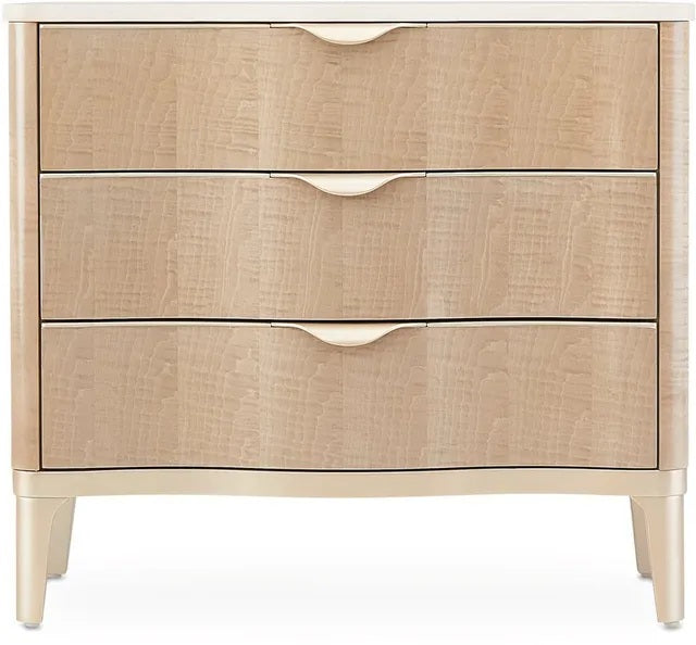 AICO Malibu Crest 3 Drawer Nightstand in Blush