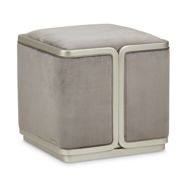 AICO Furniture Linea Linea Ottoman Gray Pearl in Silver Mist