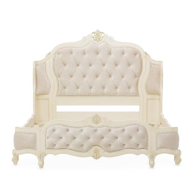 AICO Lavelle Cal King Wing Mansion Bed in Classic Pearl