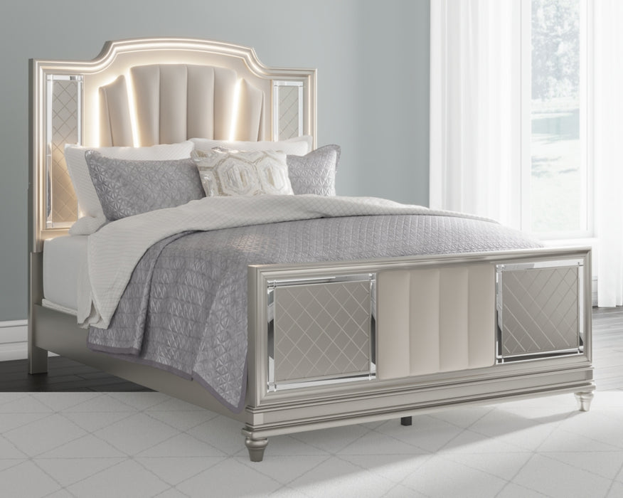 Chevanna Platinum Queen Upholstered Panel Bed